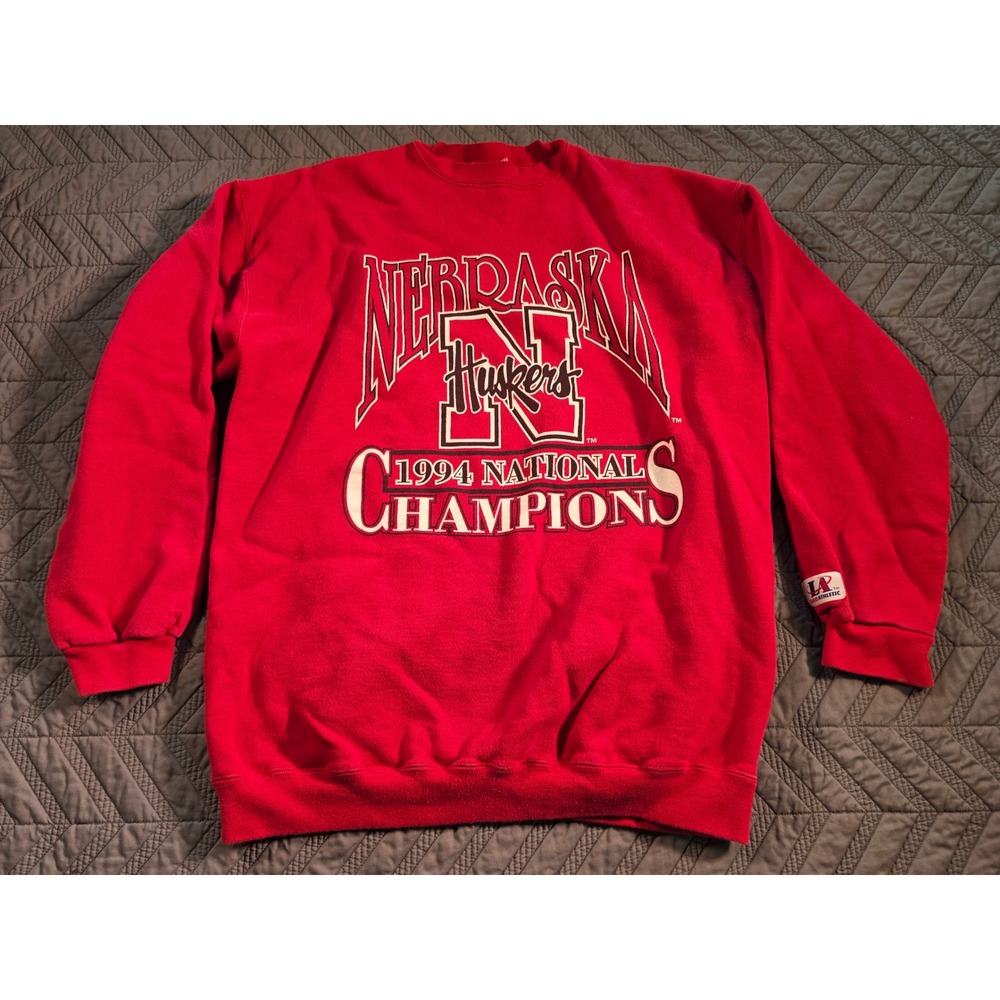 Vintage Logo Athletic Nebraska Huskers 1994 National Champions Sweatshirt L Red